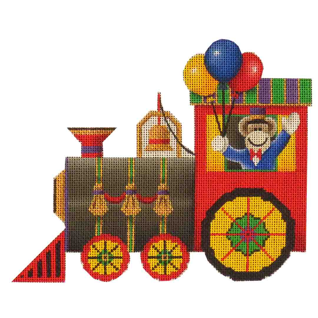 Hand Painted Needlepoint Trains